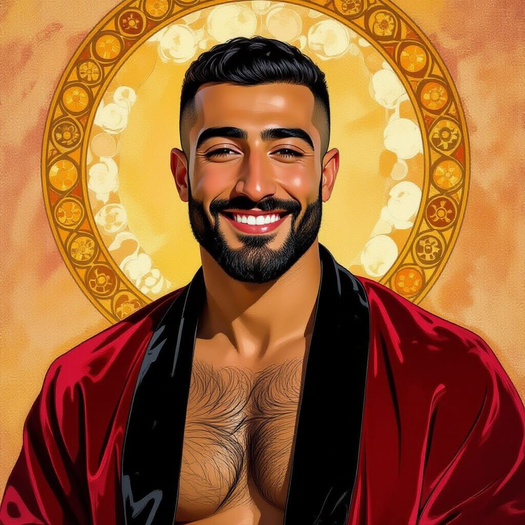 Detailed Impressionist Portrait of Man in Velvet Robe