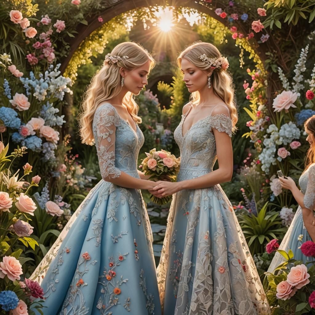 Brides in Blue: A Whimsical Garden Wedding