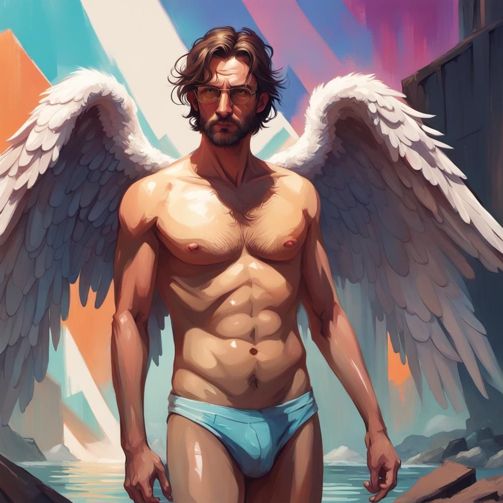 Angelic Detective in Volumetric Light, Digital Painting