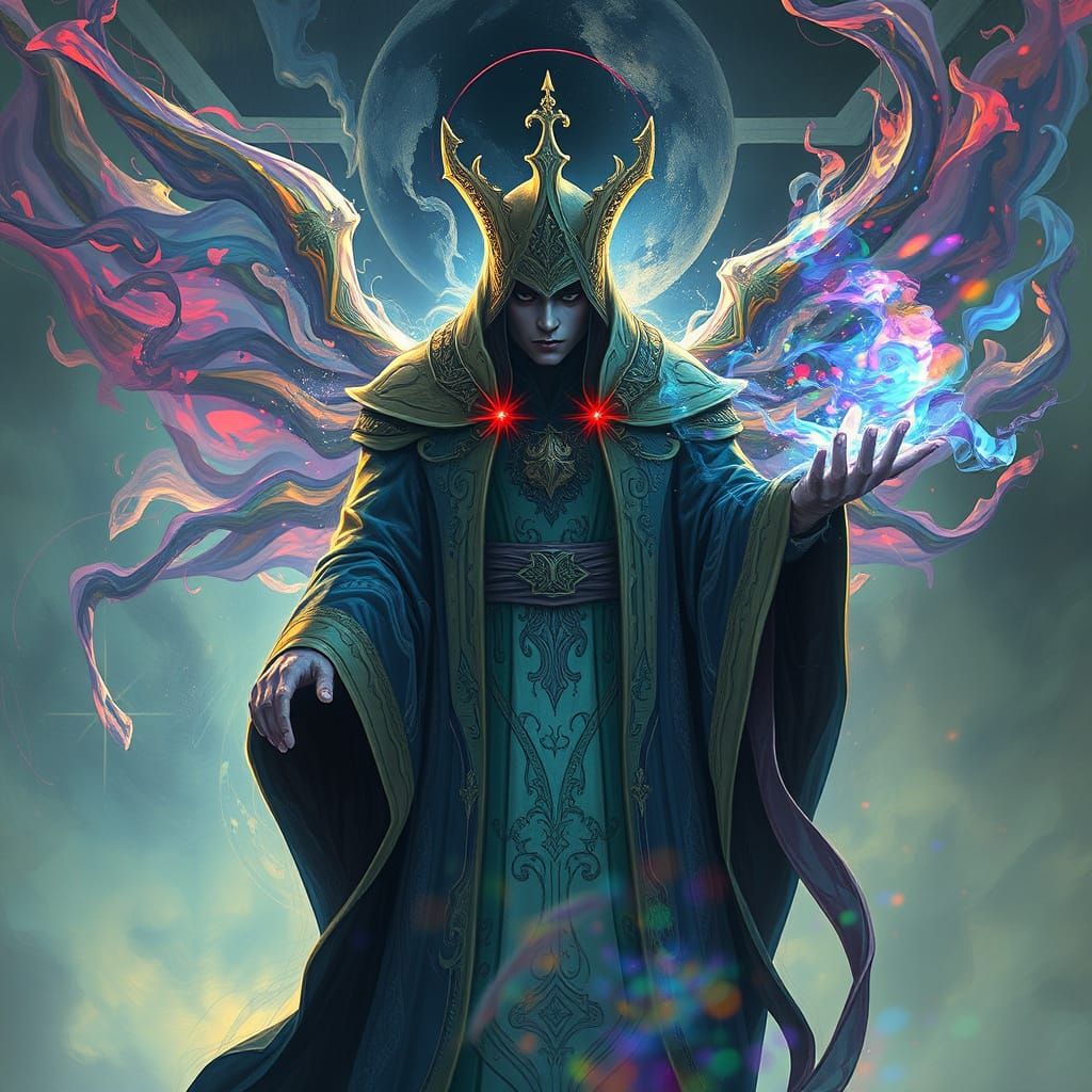 Ethereal Prophet Awakens in Iridescent Aura