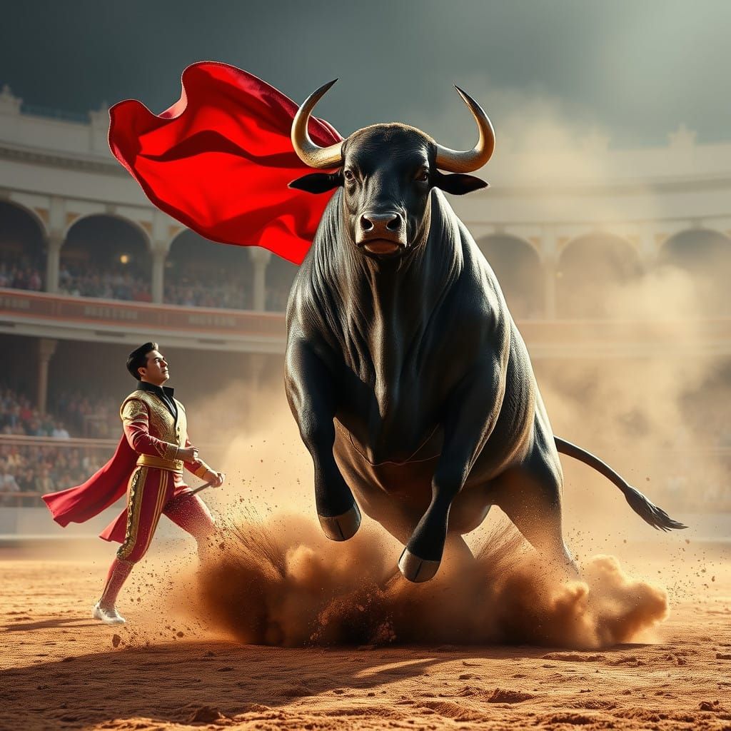 Bronzed Bull Triumphs Over Matador in Epic Bullfight