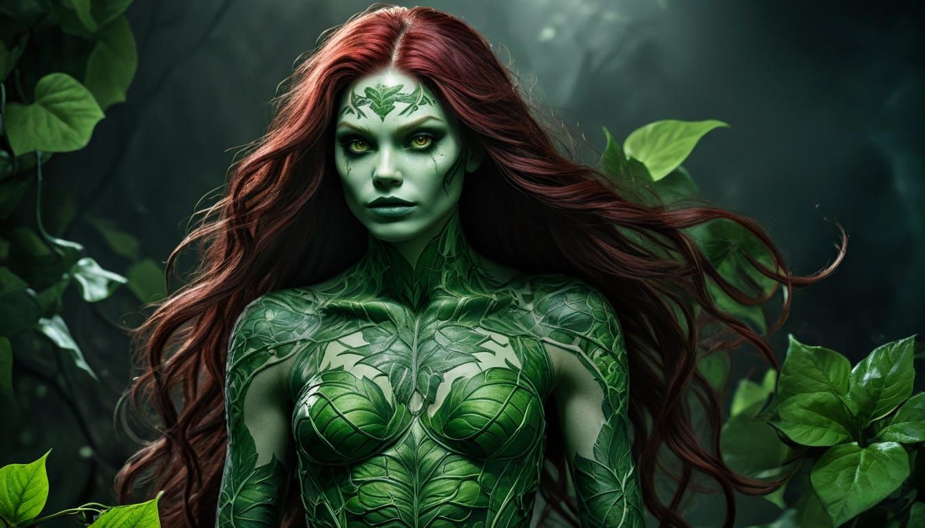 Seductive Poison Ivy in Dark Fantasy Portrait