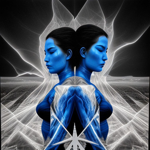 Mysterious Dragon and Mother in Black White Minimalism