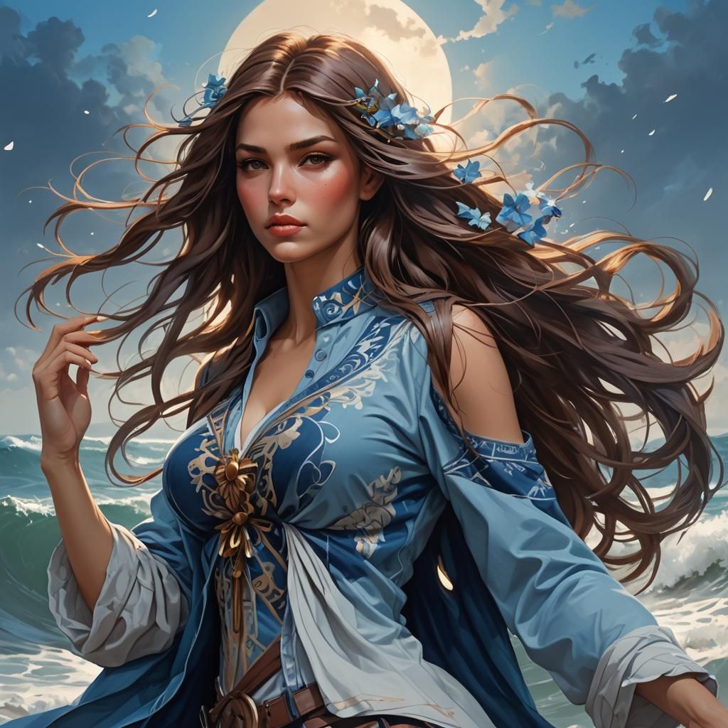 Woman in Flannel: Detailed Digital Art