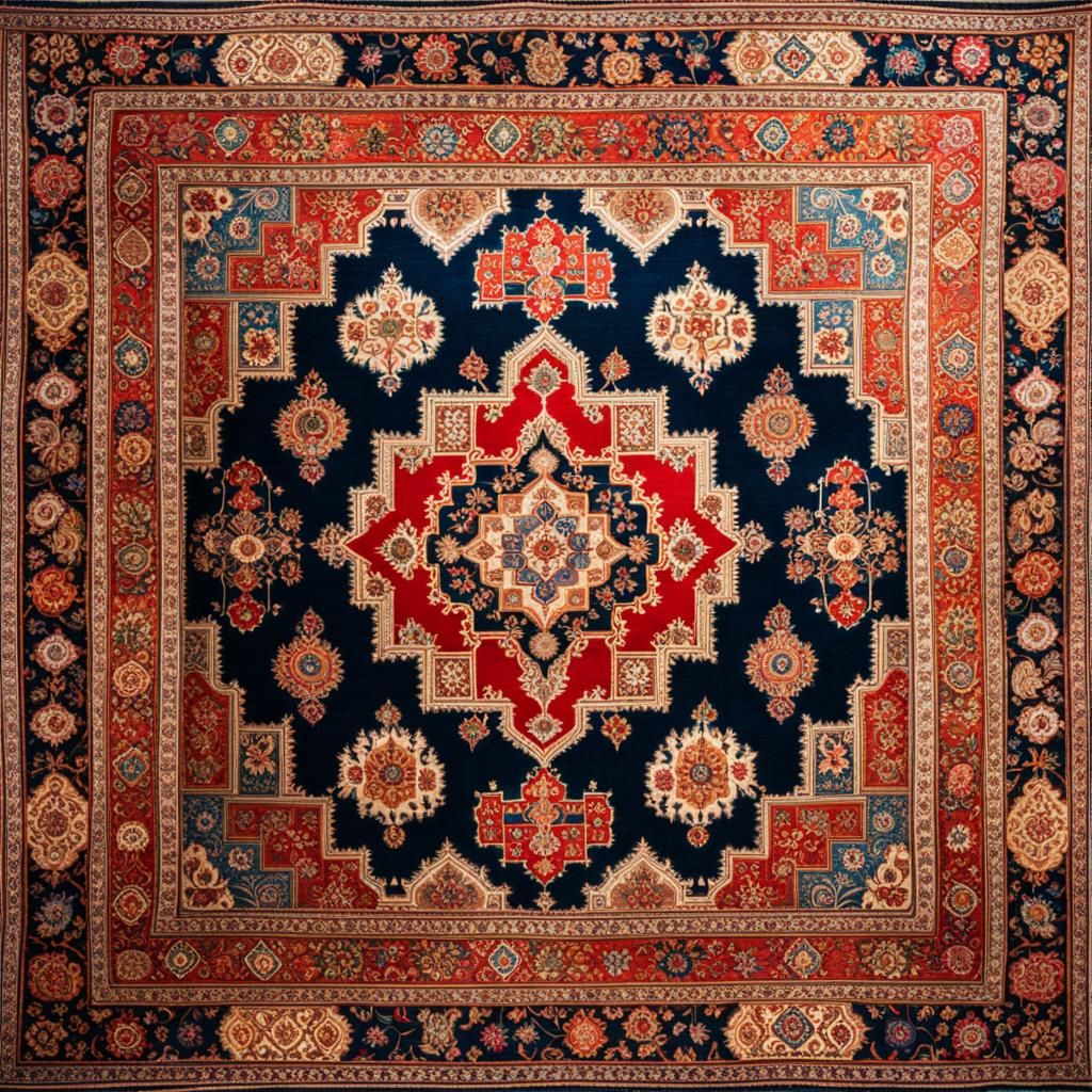 Detailed Photograph of an Intricate Arabic Carpet