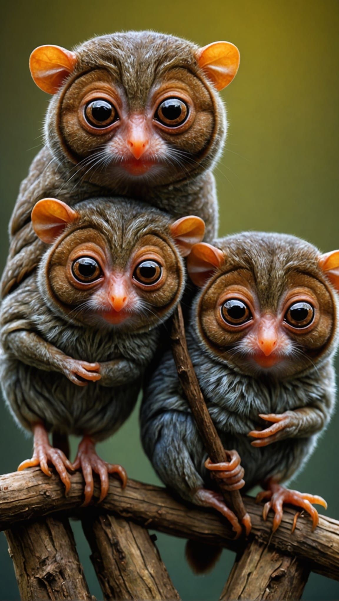 Optical Illusion Tarsiers in Hyperrealistic 3D Rendering
