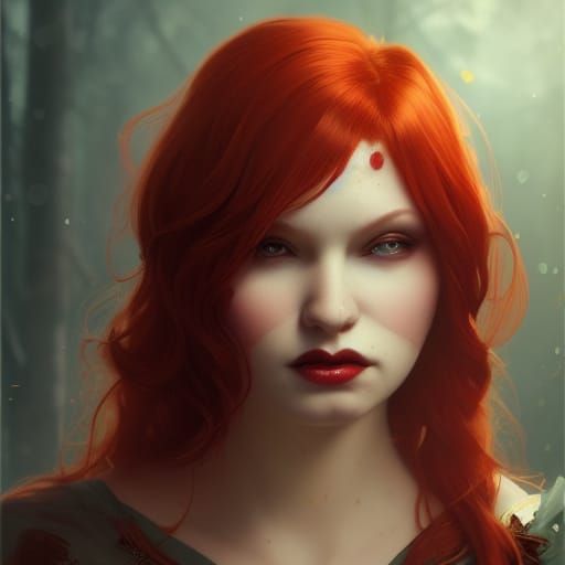 Redhead Vampire Portrait in Art Nouveau Style