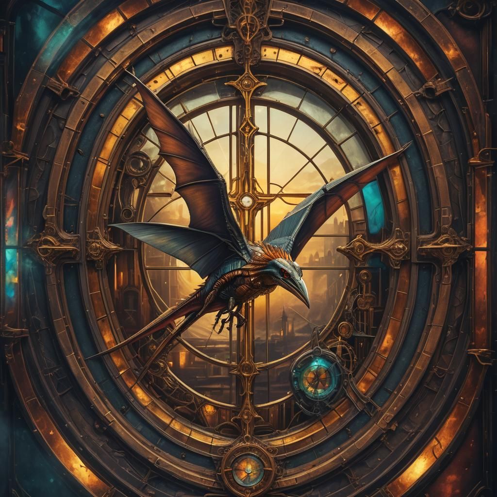 Steampunk Pterosaur Emerges in Victorian Window