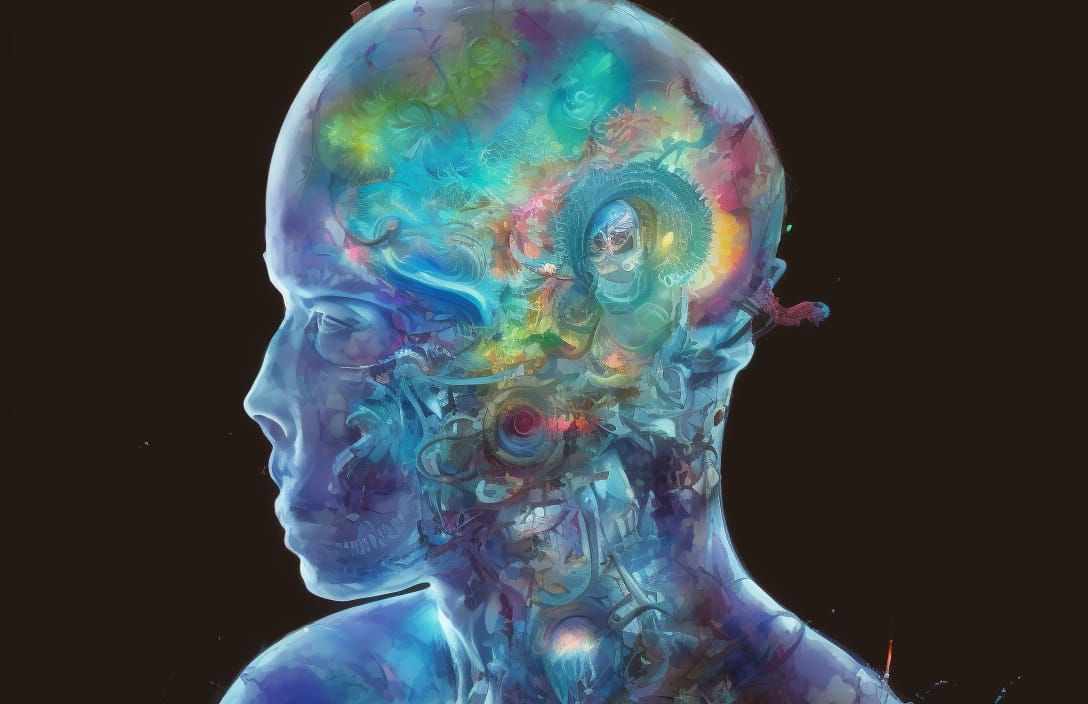 Tropical Beach Brain: Detailed Digital Art