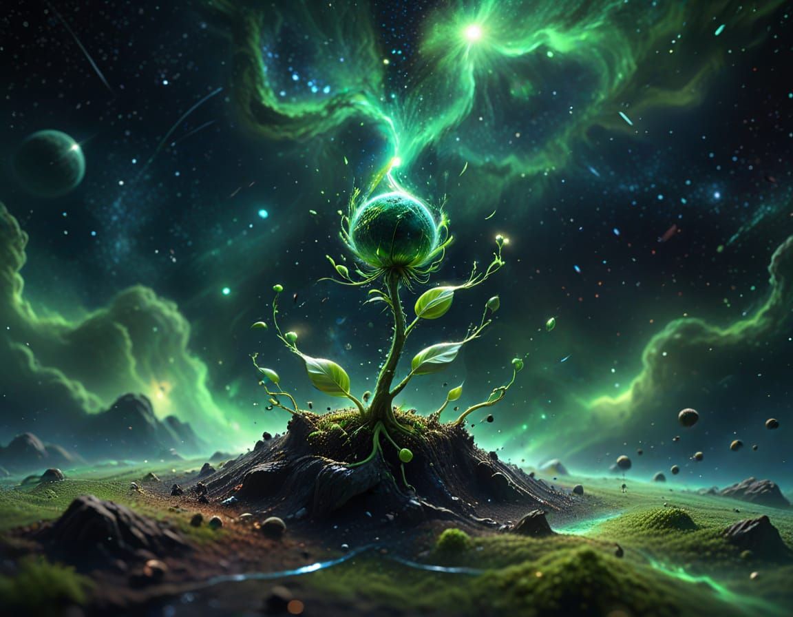 Cosmic Seed Sprouts in Digital Nebula