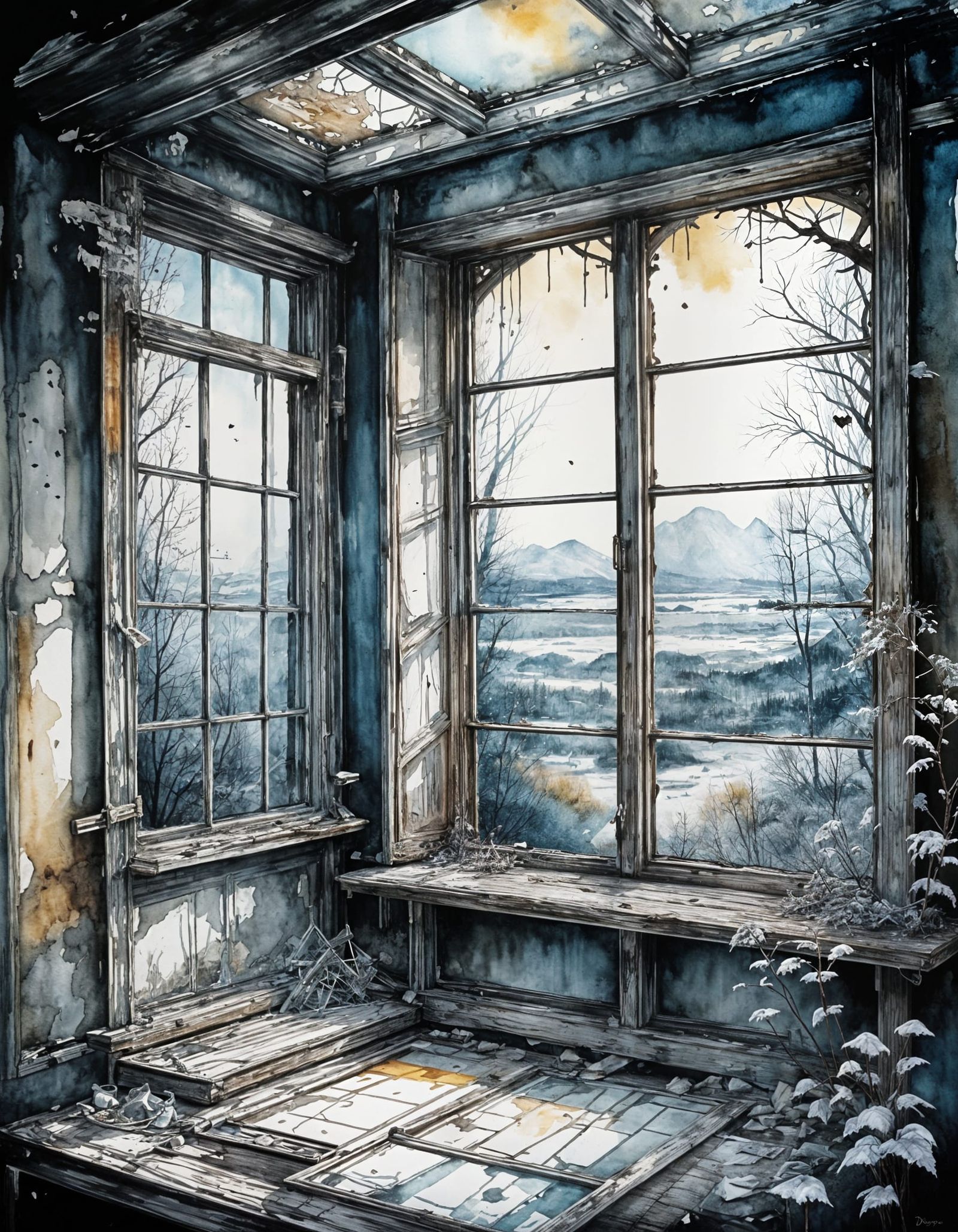 Winter Fantasy Scene in Abandoned Nuclear Decay