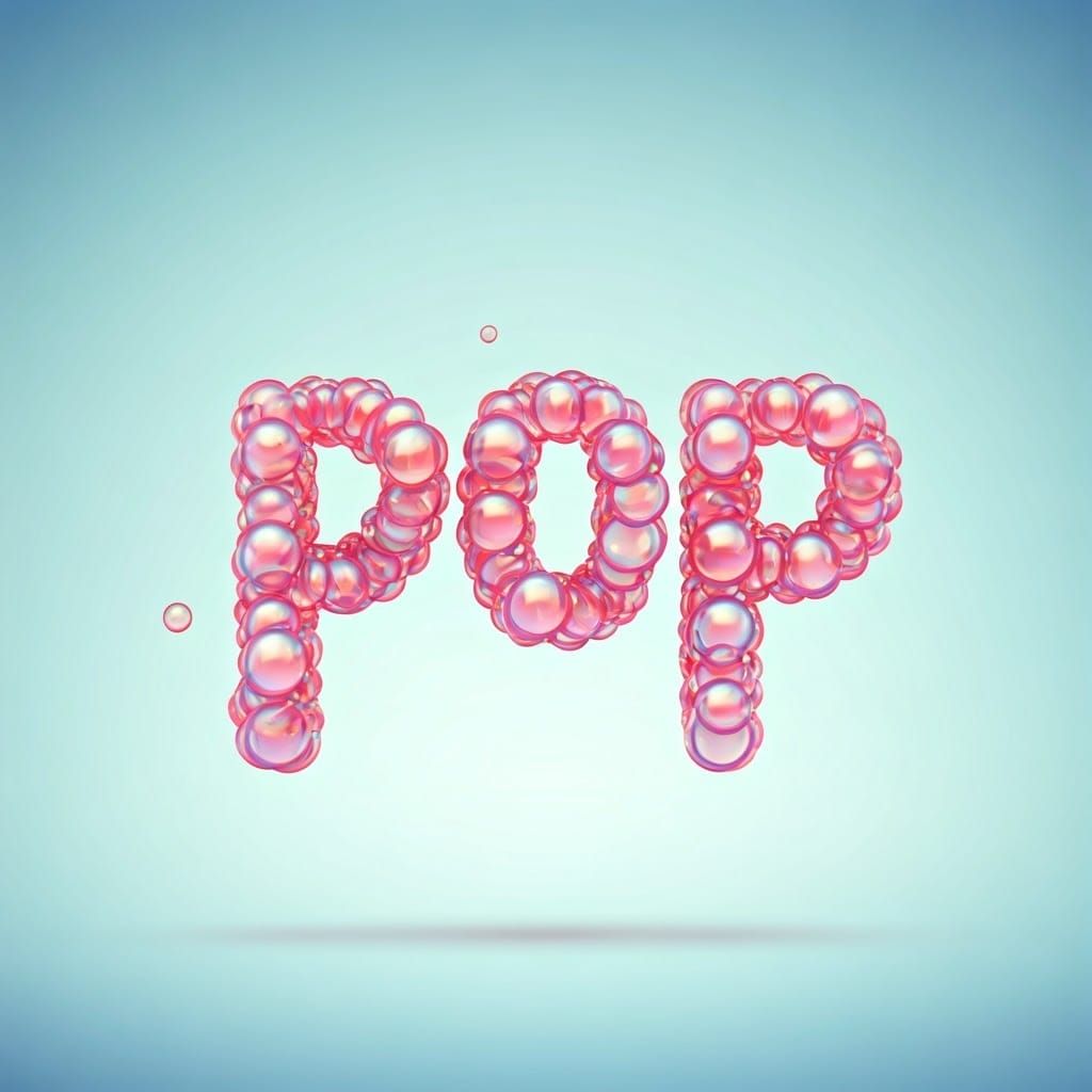 3D Bubbles Spell "Pop" in Dreamy Pastel Style