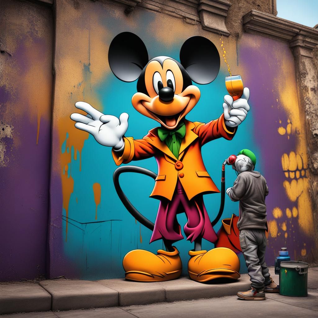 Mickey Mouse Graffiti Art in Banksy Style