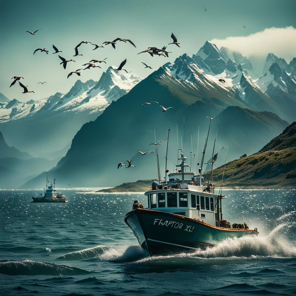 Fishing Boat Enters Calm Bay After Storm