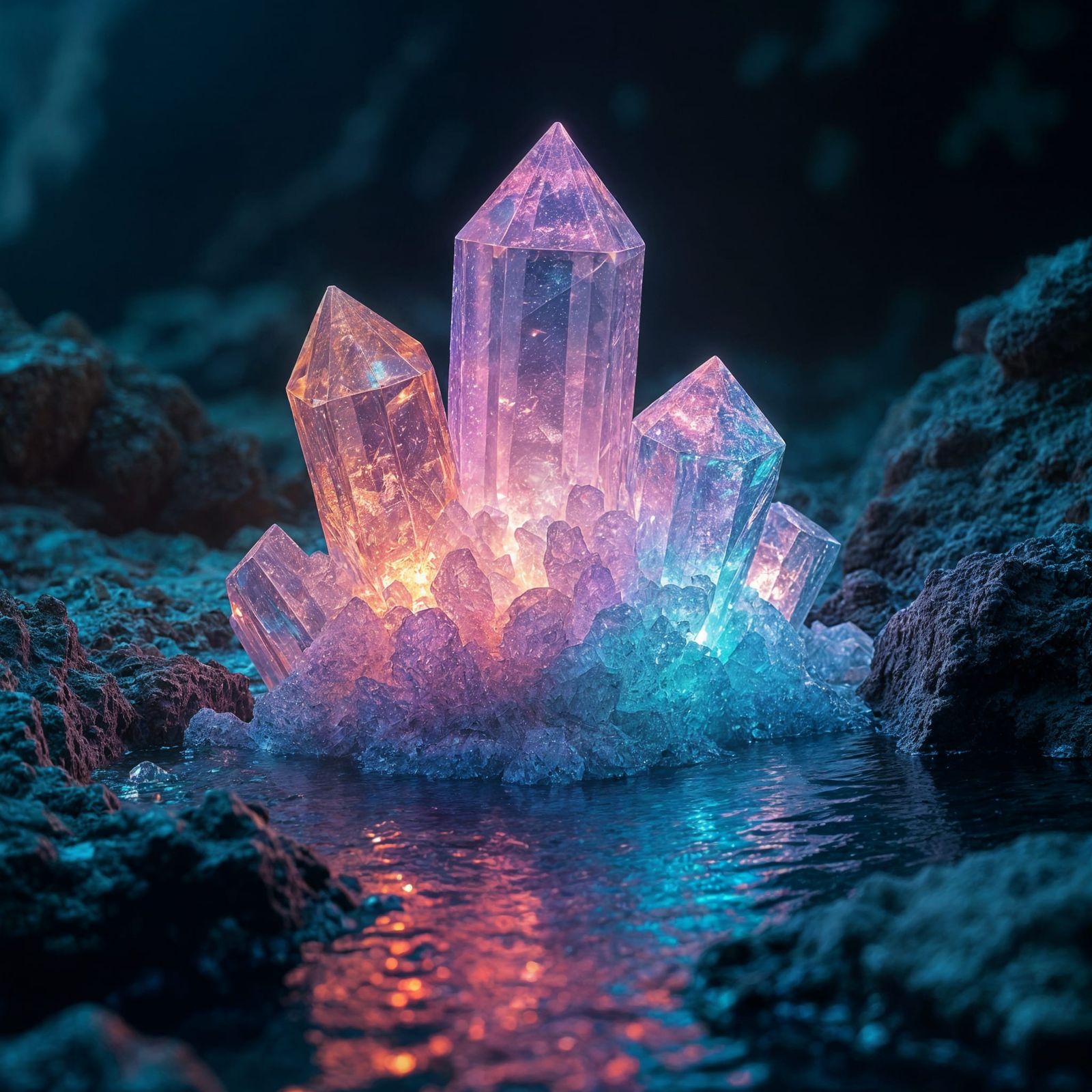 Iridescent Sea Crystals with Inner Light