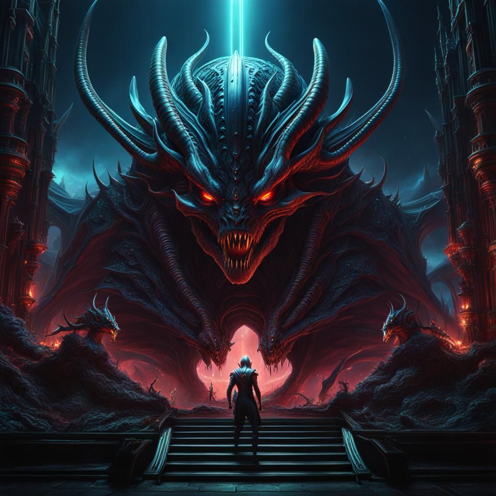 Alien Demon in Metal Music, Detailed Matte Painting