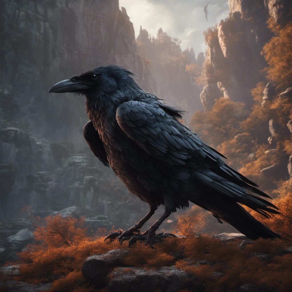 Detailed Raven Painting in Fantasy Concept Art Style