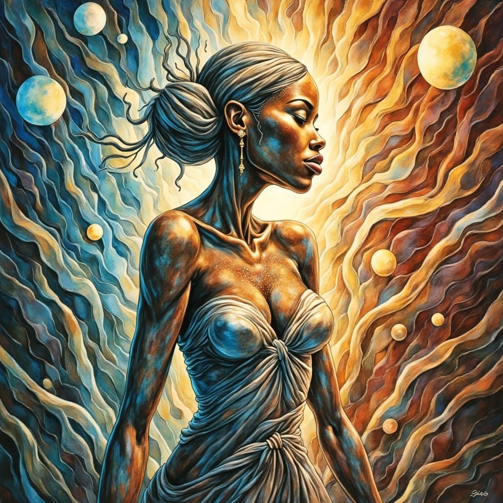 Surreal Portrait: Divine Feminine Dissolving in Light