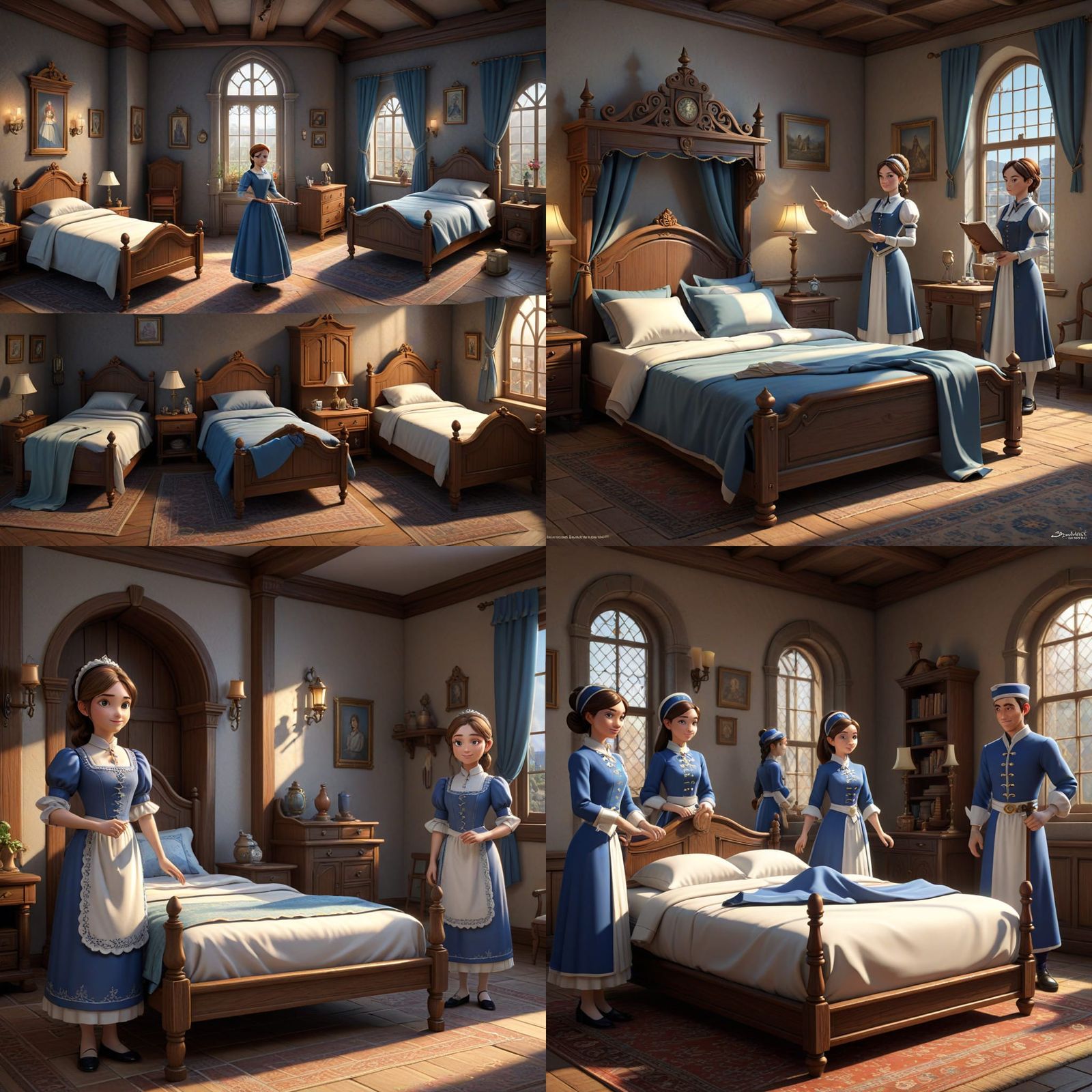 Pixar-Style Castle Servants Prepare for the Princess