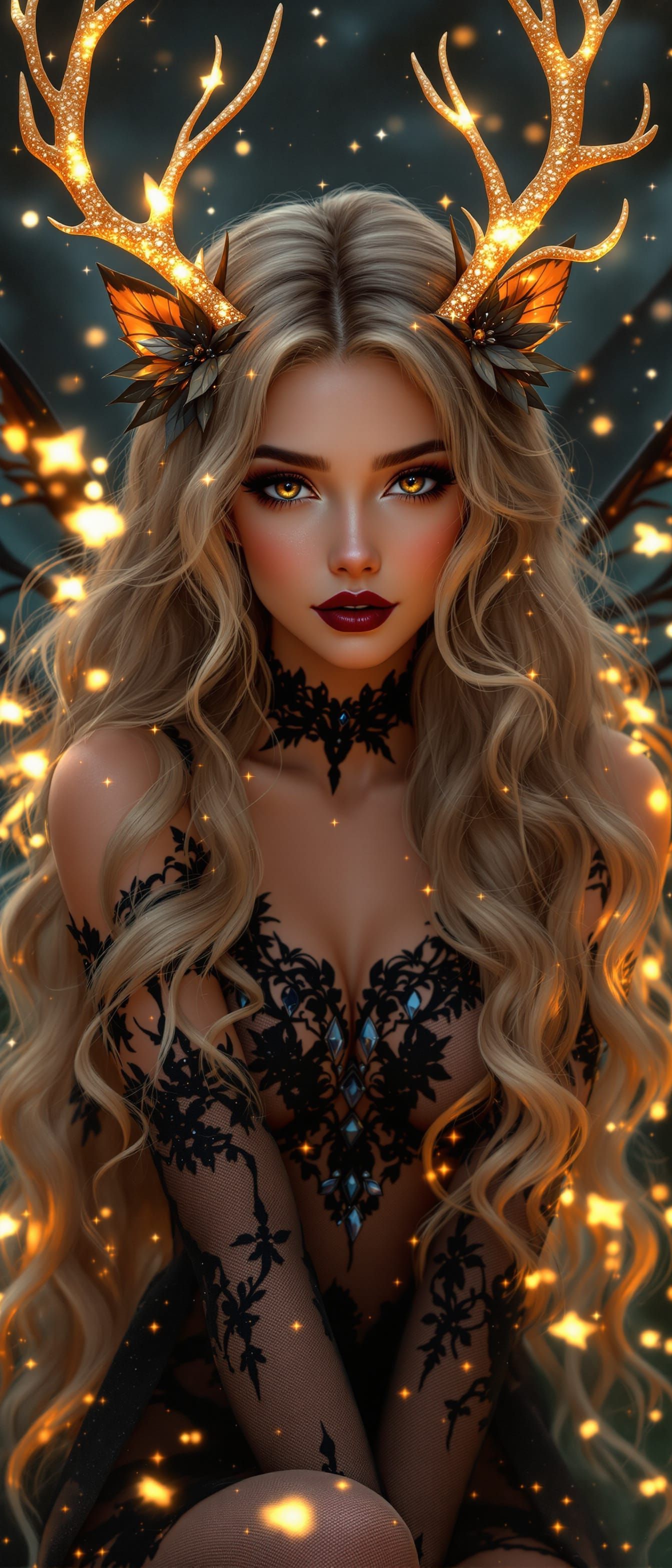 Crystal Fairy Princess with Antlers and Wings