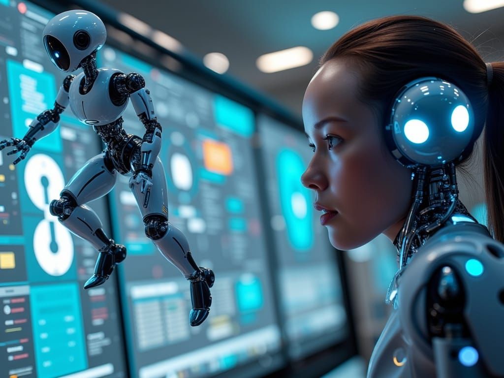 Android Robot Maid Enters Computer Screen