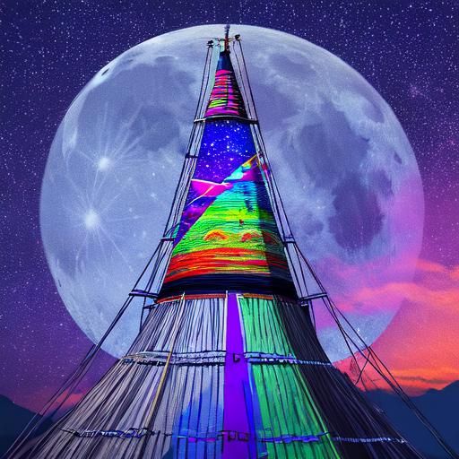 Mi'gmaq Teepees Under Astral Skies as Cosmic Illustration