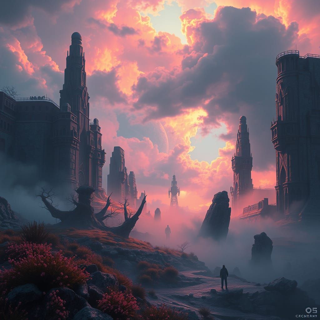 Dreamlike Fantasy World in Vibrant, Detailed Matte Painting