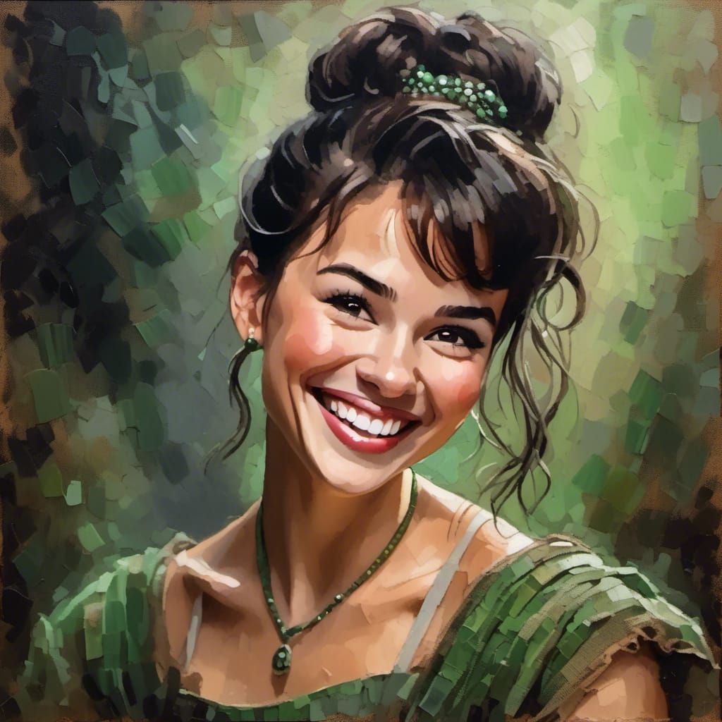 Joyful Woman with Hazel Eyes Portrait