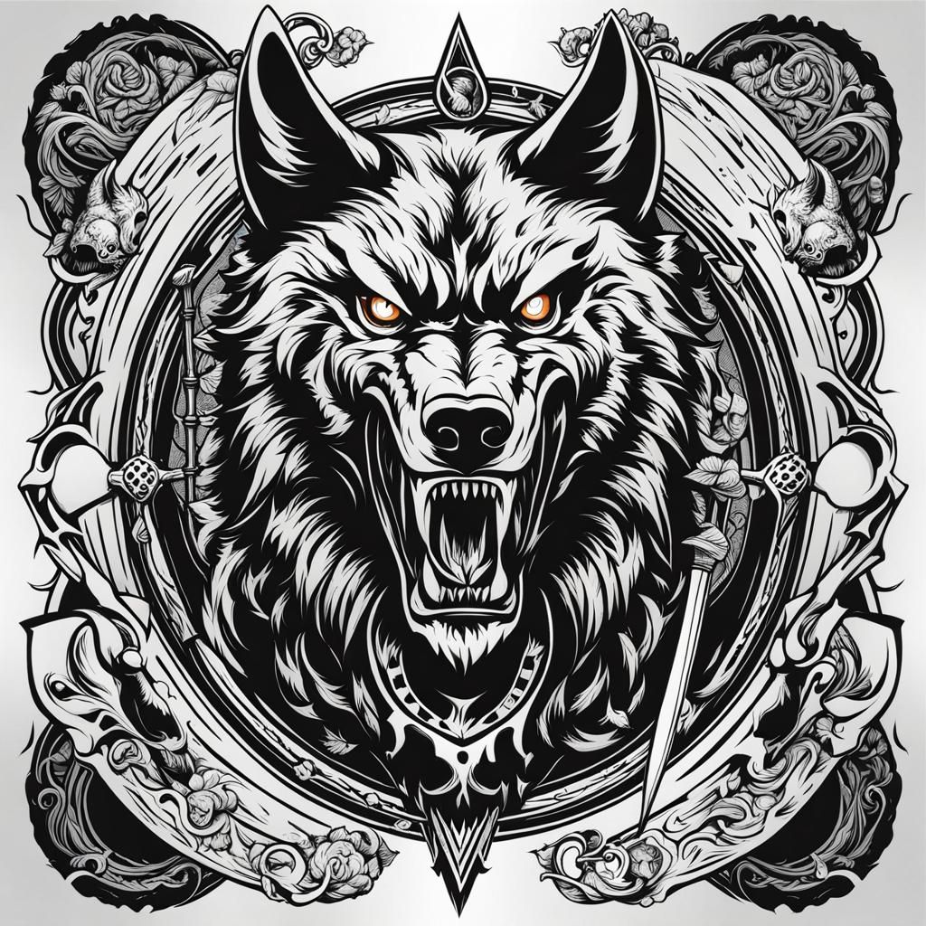 Berserk Orc Arm Tattoo: Black, White, Rune Art