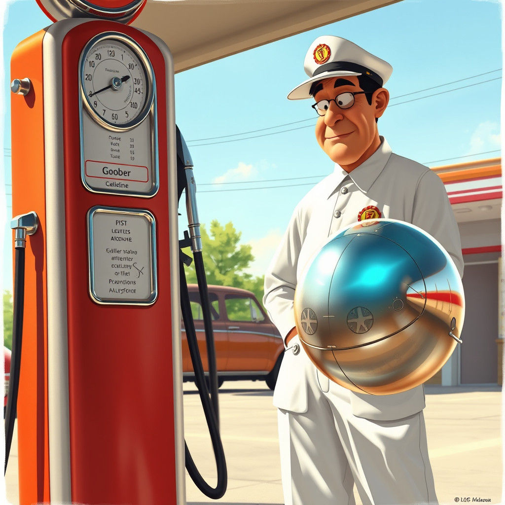Gas Station Goober's Alien Encounter: Retro-Futuristic Art