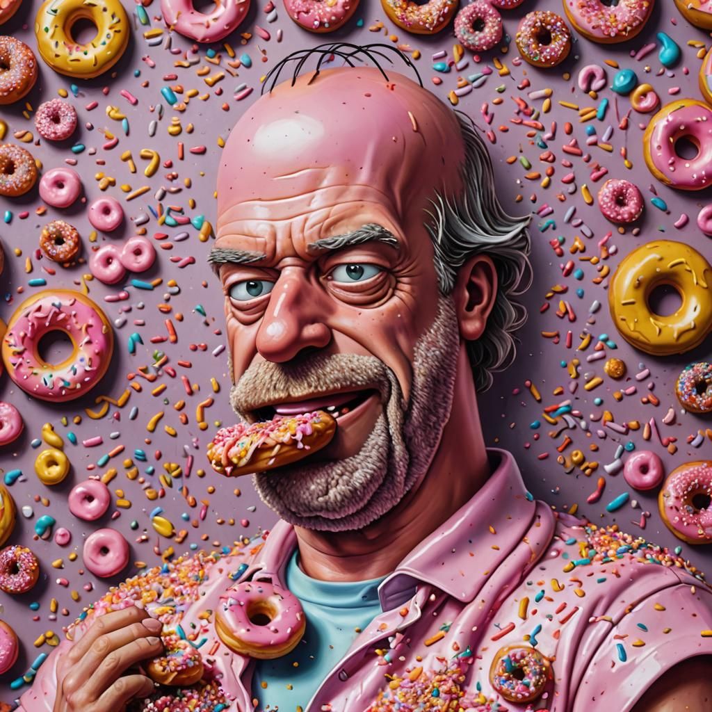 Homer Simpson Eating Doughnut: Hyperrealistic Cinematic Pain...