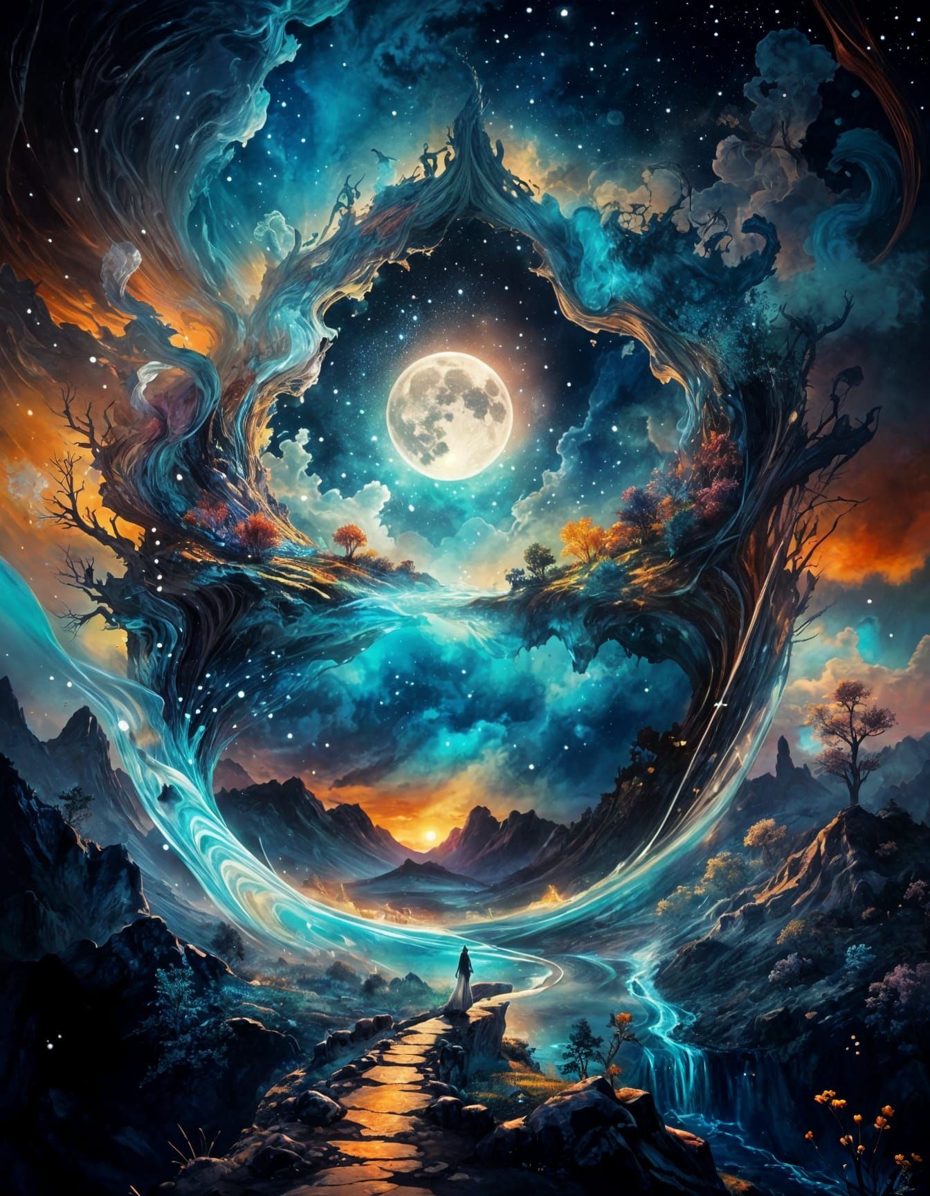 Winding Path to Wonder: Sci-Fi Mystical Landscape