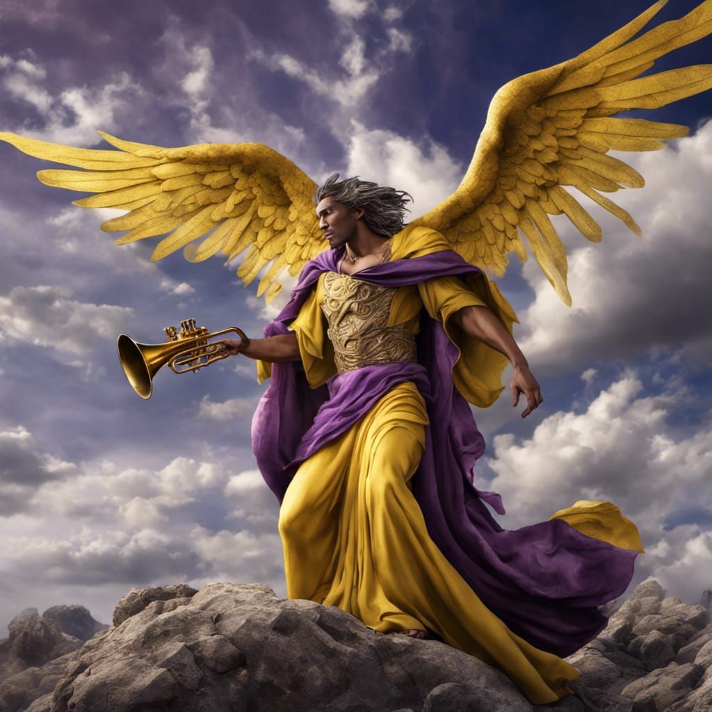 Archangel Raphael with Trumpet and Fish, Hyperrealistic
