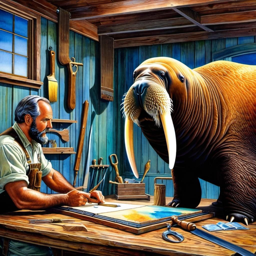 The Walrus and the Carpenter in Mixed Media