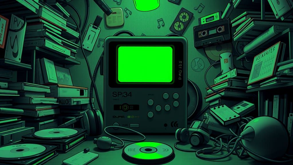 Monochromatic Green MP3 Player Software Interface