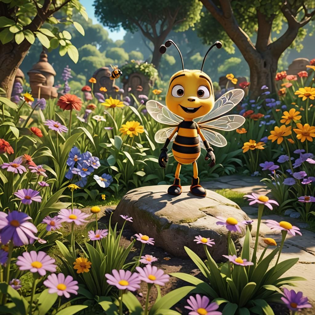 Maya the Bee in a Beautiful Garden