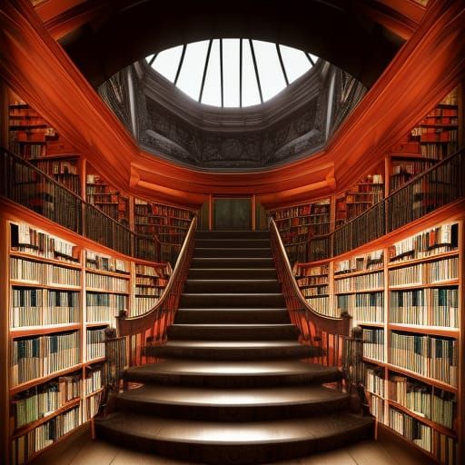 Twisted Staircase to Mysterious Library Door