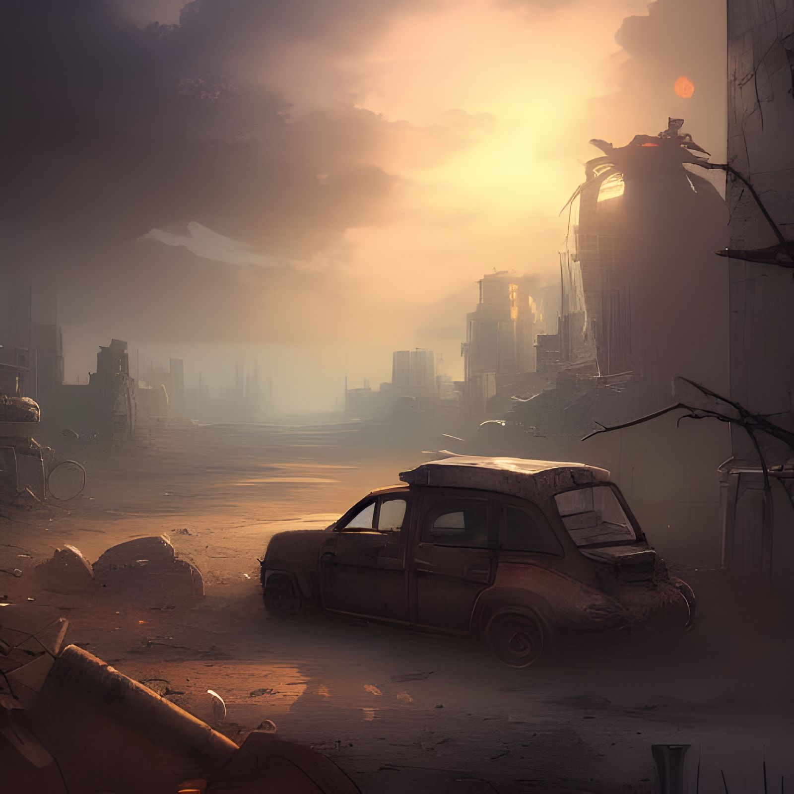 Grim Post-Apocalyptic World Landscape