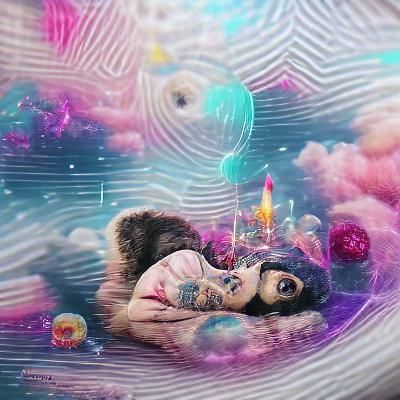 Holographic Astral Illustration in Pablo Amaringo Style