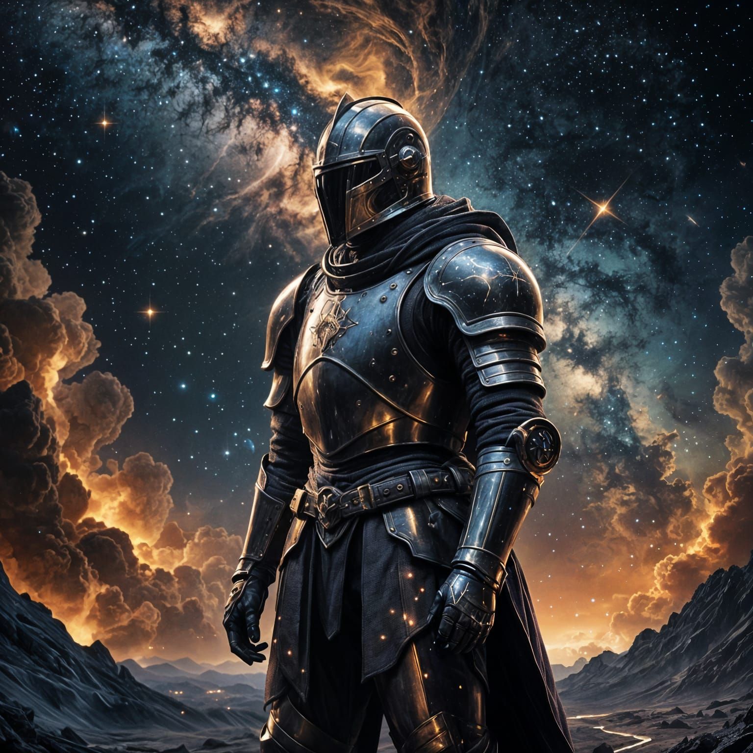 Knight of the Stellar Abyss Digital Art