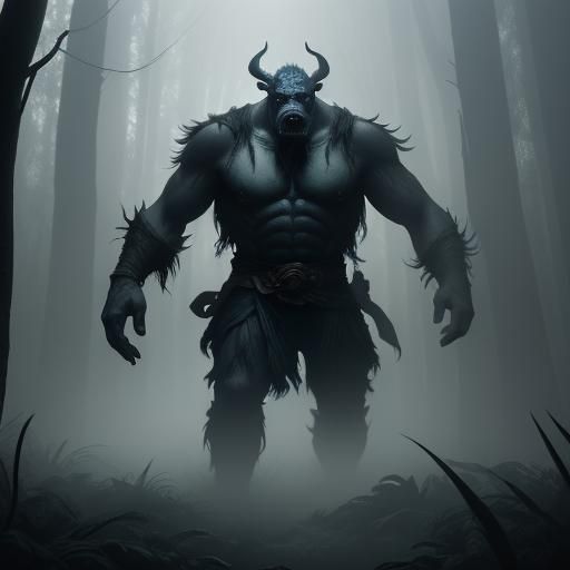 Moody Aswang in Misty Forest, Inspired by Dark Fantasy