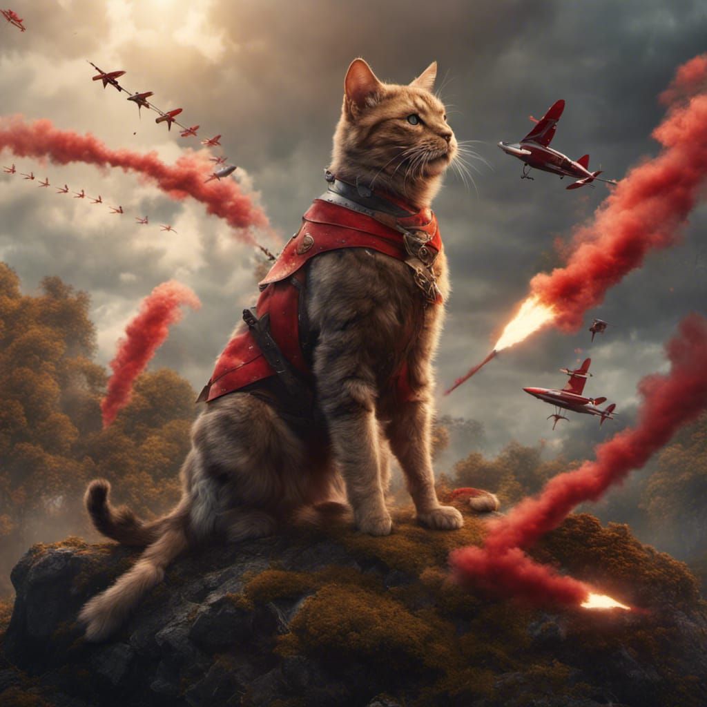 Medieval Cat Archer Fires Magic Arrows