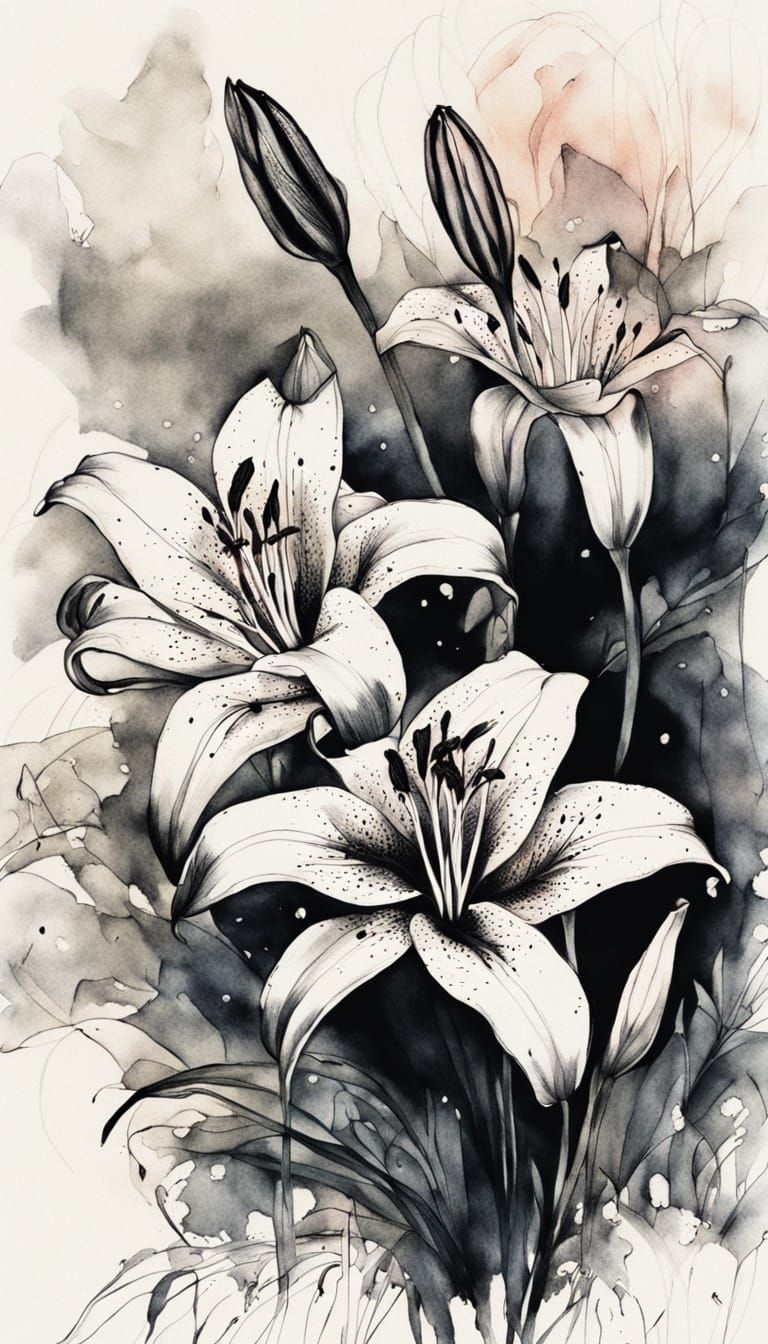 Ink Sketch of Cobra Lily in Midnight Garden