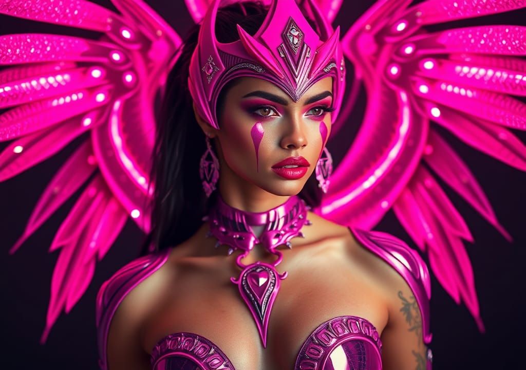 Exotic Supermodel with Pink Magnetic Elegance