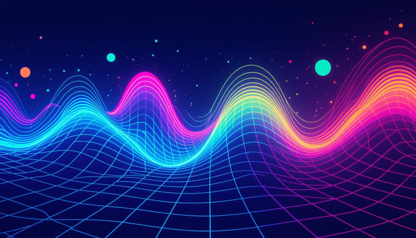 Vibrant Sound Wave in Kaleidoscopic Neon