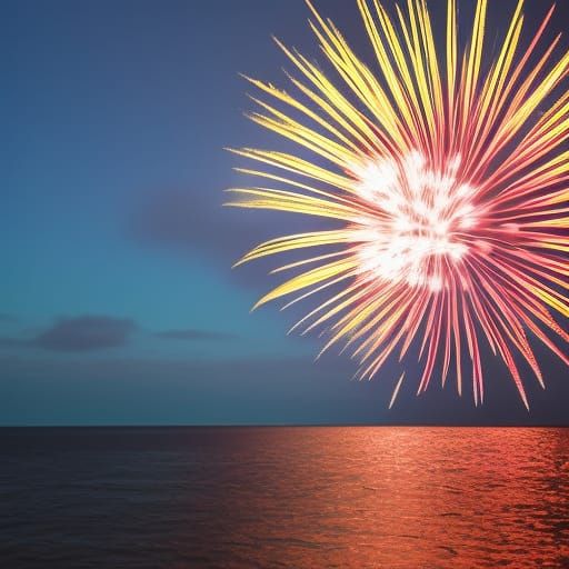 Spectacular Fireworks Display Over the Sea