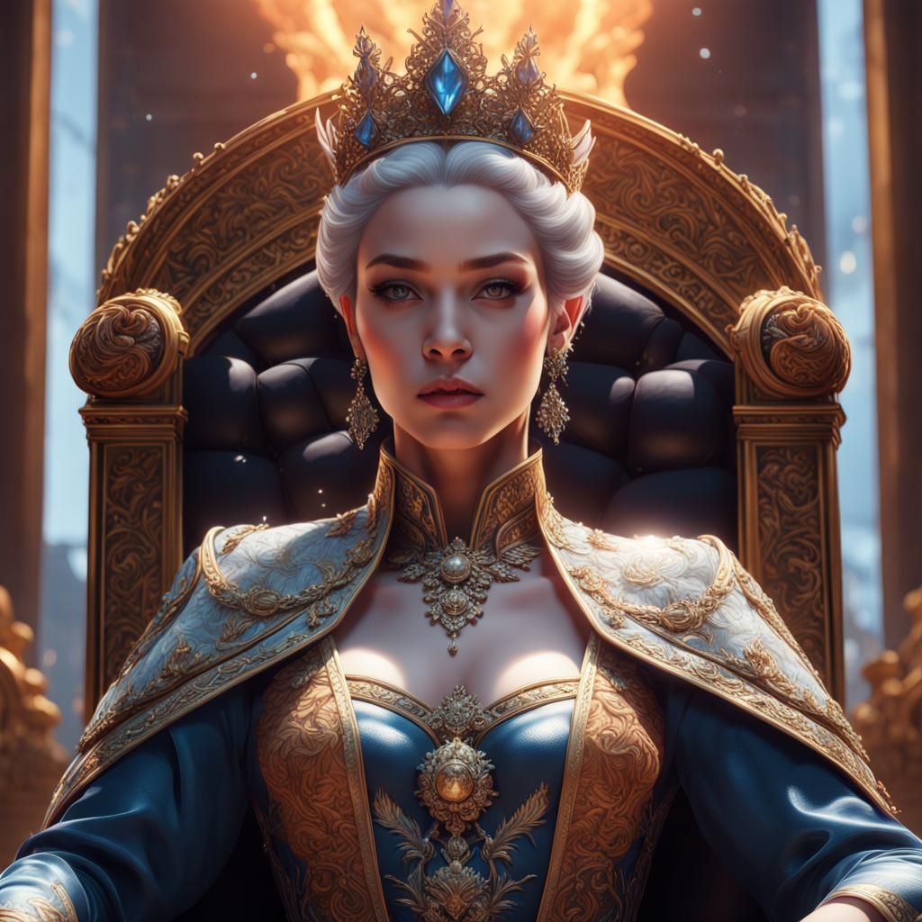 Majestic Queen Portrait in Manhua Style