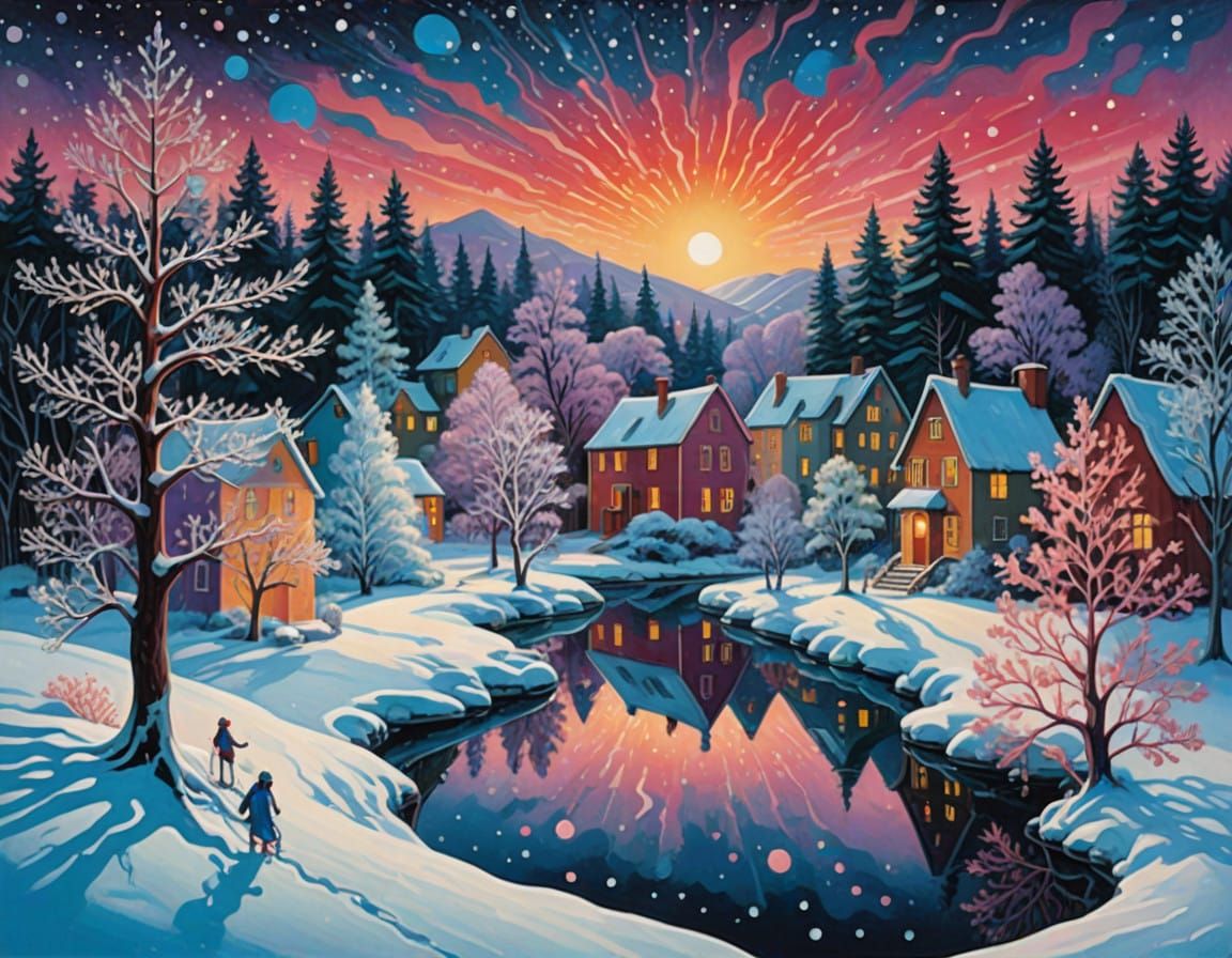 Surreal Winter Wonderland with Microscopic Ice Crystals and...