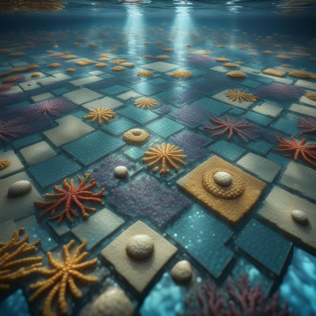 Submerged Roman Mosaic in 3D Cinematic Style