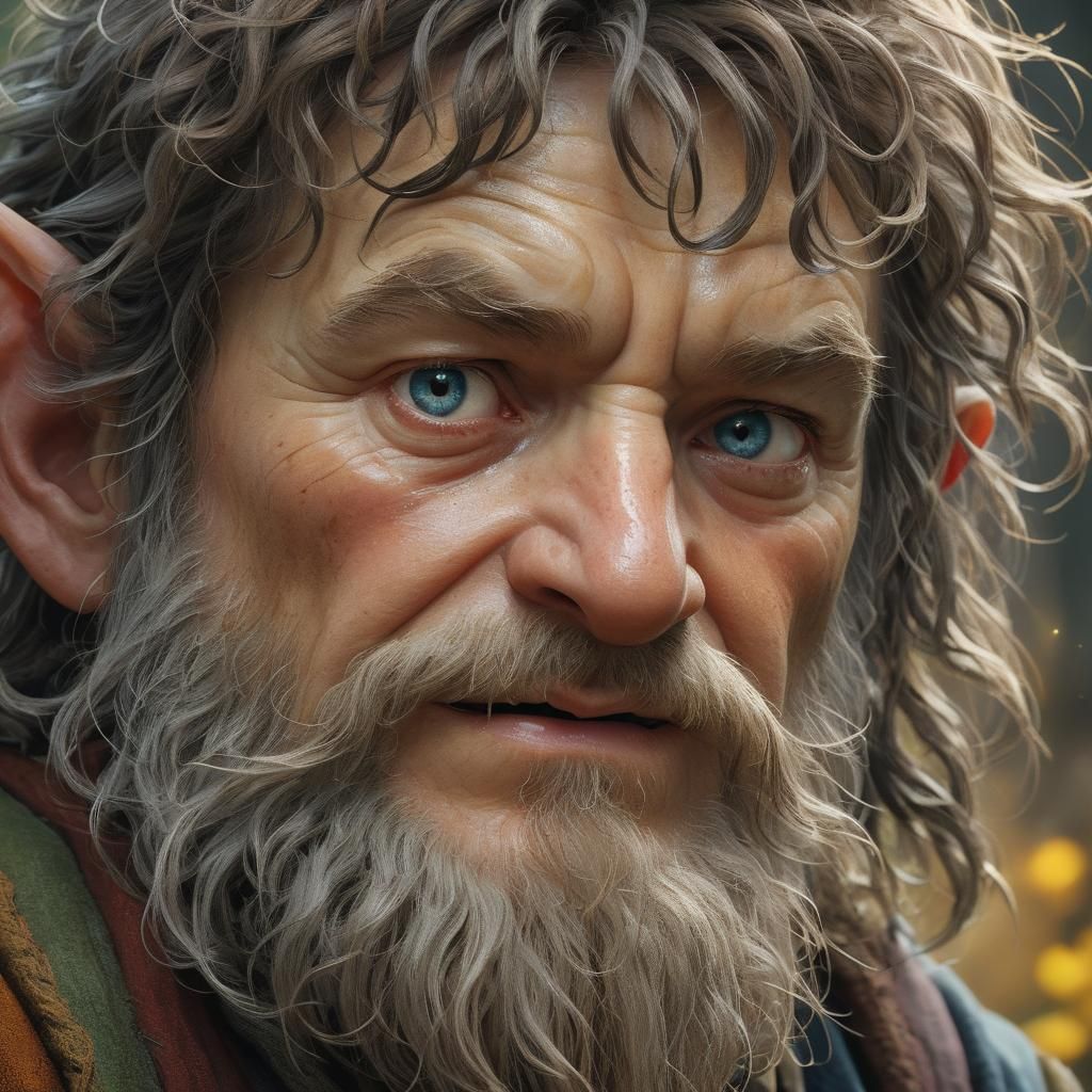 Detailed Hobbit Portrait in Splash Art Style